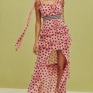 FOR LOVE & LEMONS - Maison Maxi Dress In Pink Heart Print (Sz M)